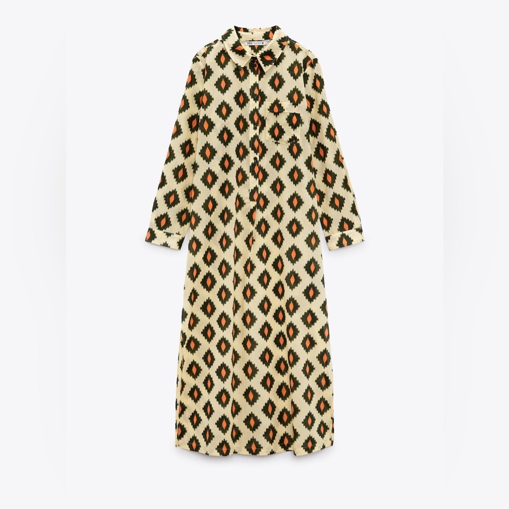 ZARA PRINTED MIDI DRESS
Color: BEIGE * Size: M